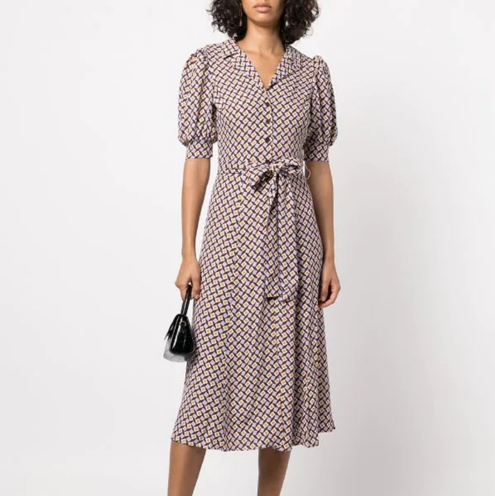 Reformation Mavi Flowy Wrap Dress Button Up